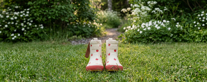 Barn leker i höstlöv.