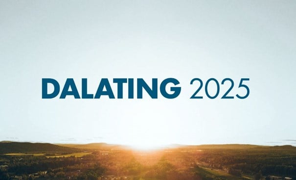 Landskap med texten Dalating 2025
