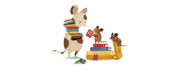 Illustration bokmöss.